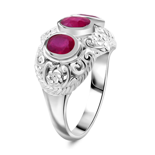 Royal Bali - Afrikanischer Rubin (Fissure gefüllt) Ring 925 Silber (Größe 21.00) ca. 3.72 ct
