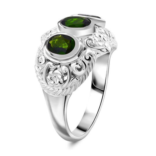 Royal Bali - Natürlicher Chromdiopsid Ring 925 Silber (Größe 21.00) ca. 2.58 ct