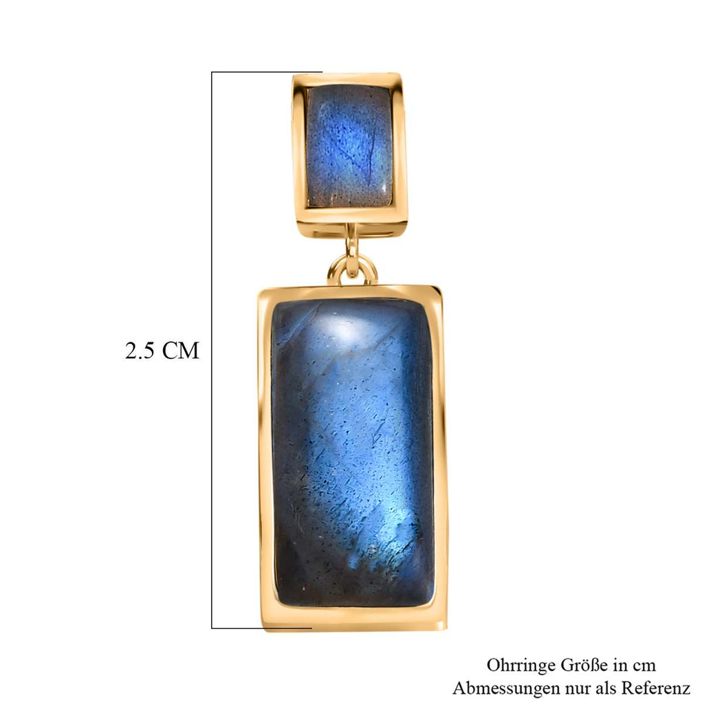 AAA Labradorit Ohrringe 925 Silber Gelbgold Vermeil ca. 10.00 ct