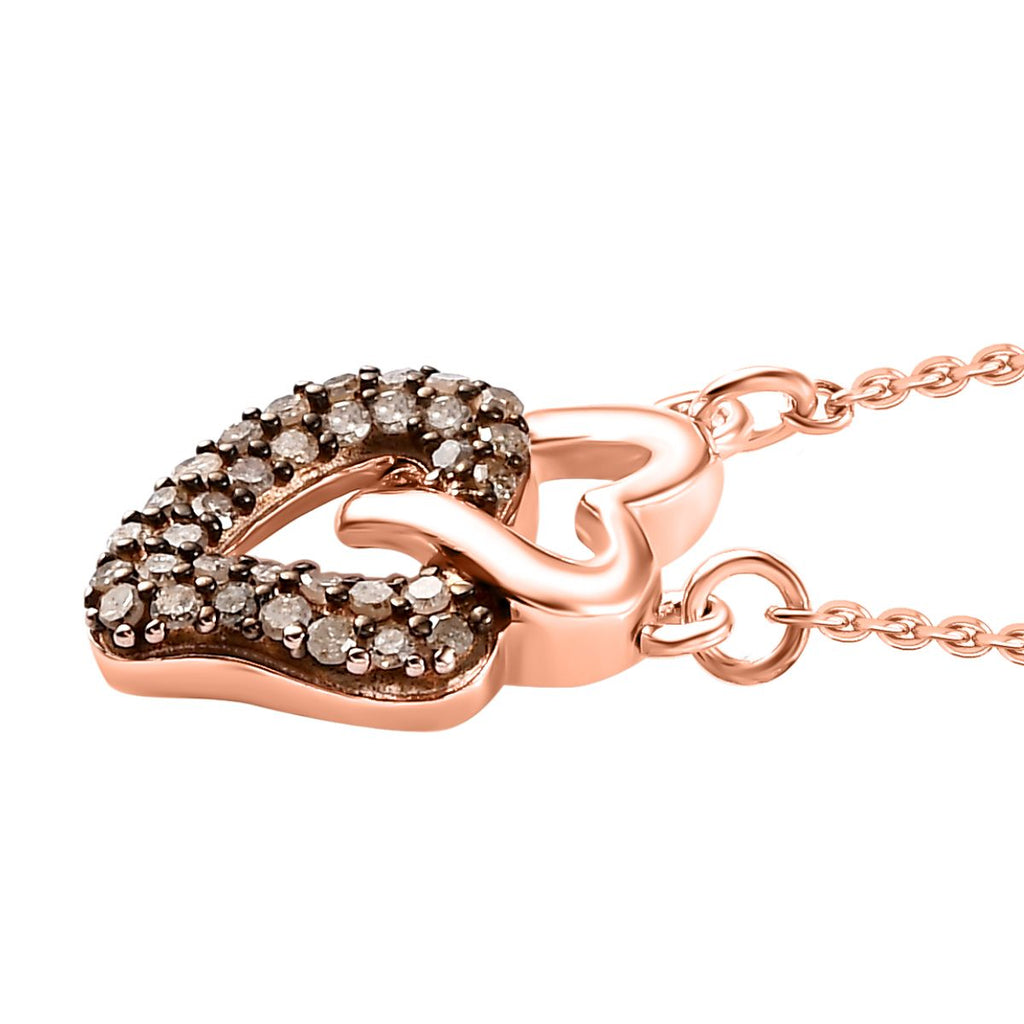 Giuseppe Perez Kanchanaburi Blauer Saphir, Natürlicher Champagner Diamant Halskette ca. 45 cm 925 Silber Roségold Vermeil ca. 0,28 ct.