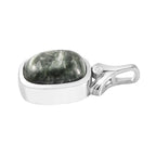 Sibirischer Seraphinite, Weißer Zirkon Anhänger 925 Silber platiniert ca. 10.19 ct
