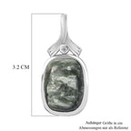Sibirischer Seraphinite, Weißer Zirkon Anhänger 925 Silber platiniert ca. 10.19 ct