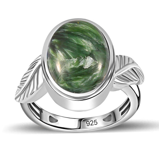 Sibirischer Seraphinite Ring 925 Silber platiniert (Größe 20.00) ca. 4,29 ct