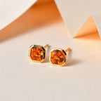 Salamanca Feueropal Ohrringe 925 Silber Gelbgold Vermeil ca. 0.83 ct