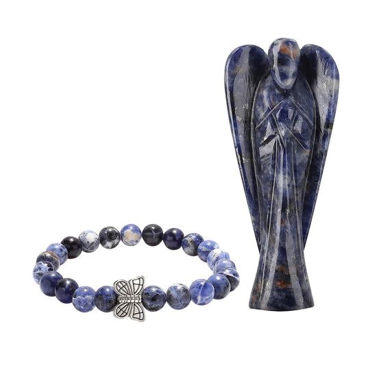 2er Set - Schutzengel aus Aventurin und Energie-Armband, Handgefertigt