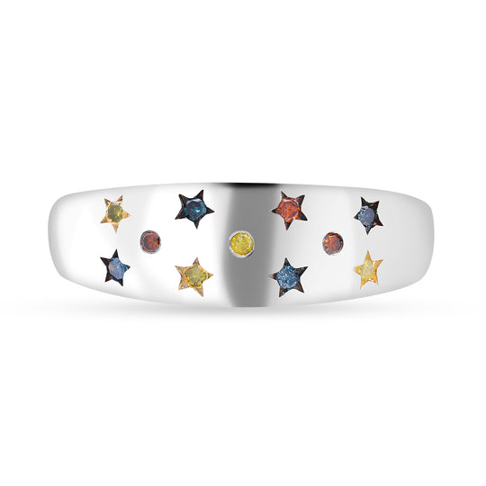 Roter Diamant P, Blauer Diamant Ring 925 Silber platiniert (Größe 20.00) ca. 0.15 ct
