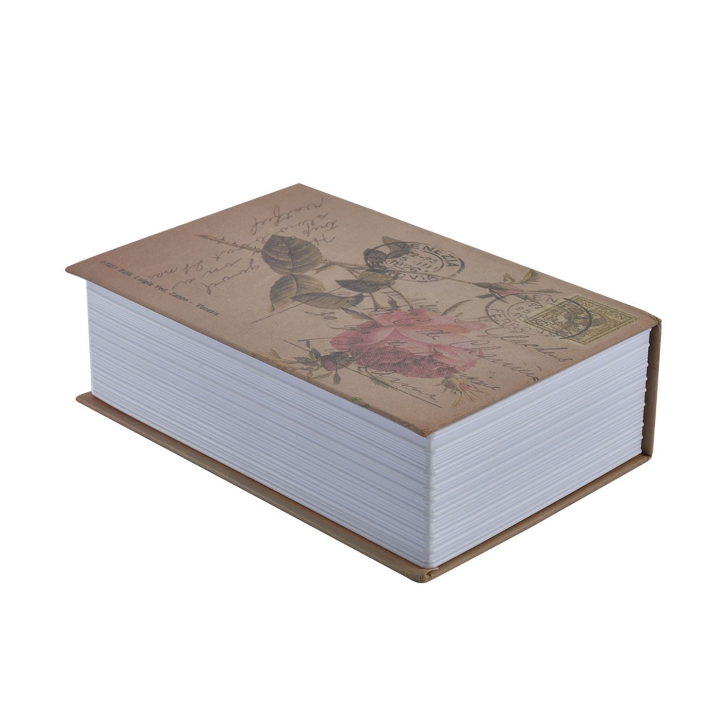 Wörterbuch-Tresor mit Blumenmuster, mit 2 Schlüsseln in Buch-Form, Größe 18x12x5,5 cm
