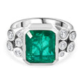 Smaragd-Triplette-Quarz, Weißer Zirkon Ring, 925 Silber rhodiniert (Größe 17.00) ca. 5.94 ct