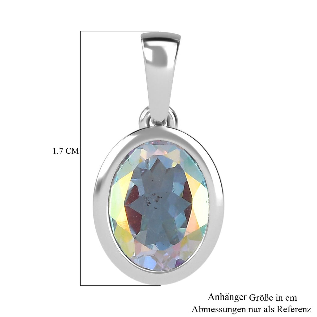 Merkur mystischer Topas Anhänger 925 Silber platiniert ca. 2,04 ct.