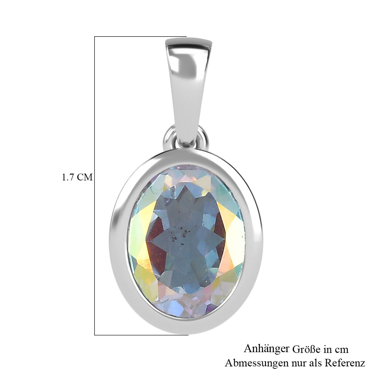 Merkur mystischer Topas Anhänger 925 Silber platiniert ca. 2,04 ct.