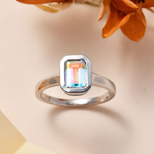 Merkur mystischer Topas Ring, 925 Silber platiniert, (Größe 17.00) ca. 1.49 ct