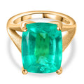 Smaragd-Triplette-Quarz Ring, 925 Silber Gelbgold Vermeil, (Größe 18.00) ca. 13.50 ct