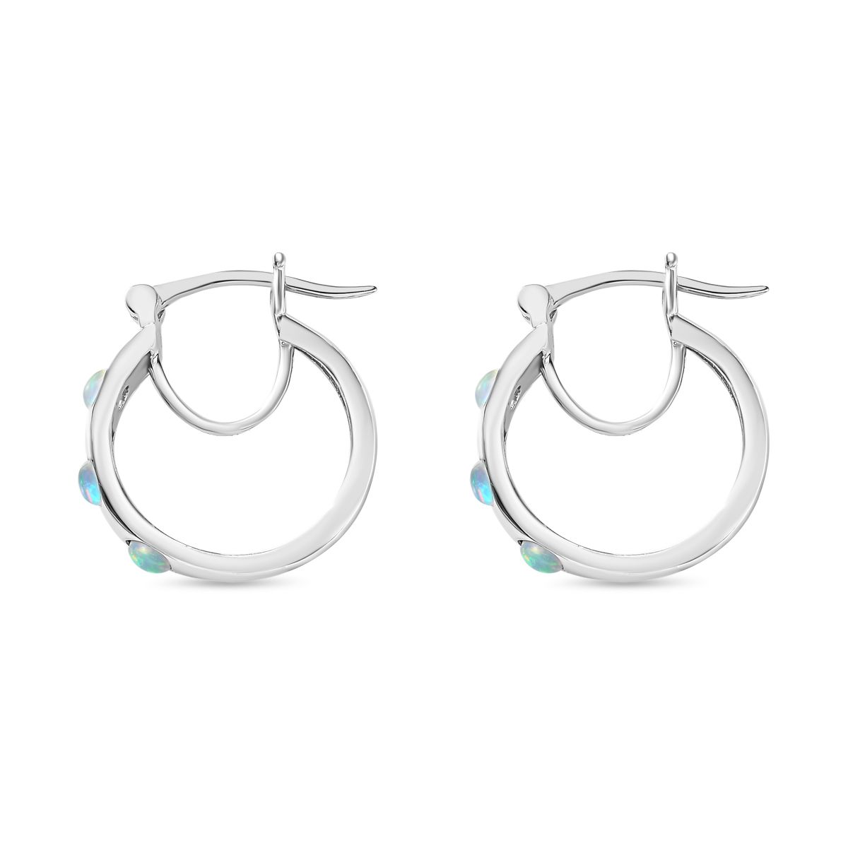 Natürlicher, äthiopischer Welo Opal Ohrringe 925 Silber rhodiniert ca. 0,53 ct.