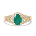 AAA Kagem Sambischer Smaragd, Weißer Diamant Ring 585 Gelbgold (Größe 21.00) ca. 1.56 ct