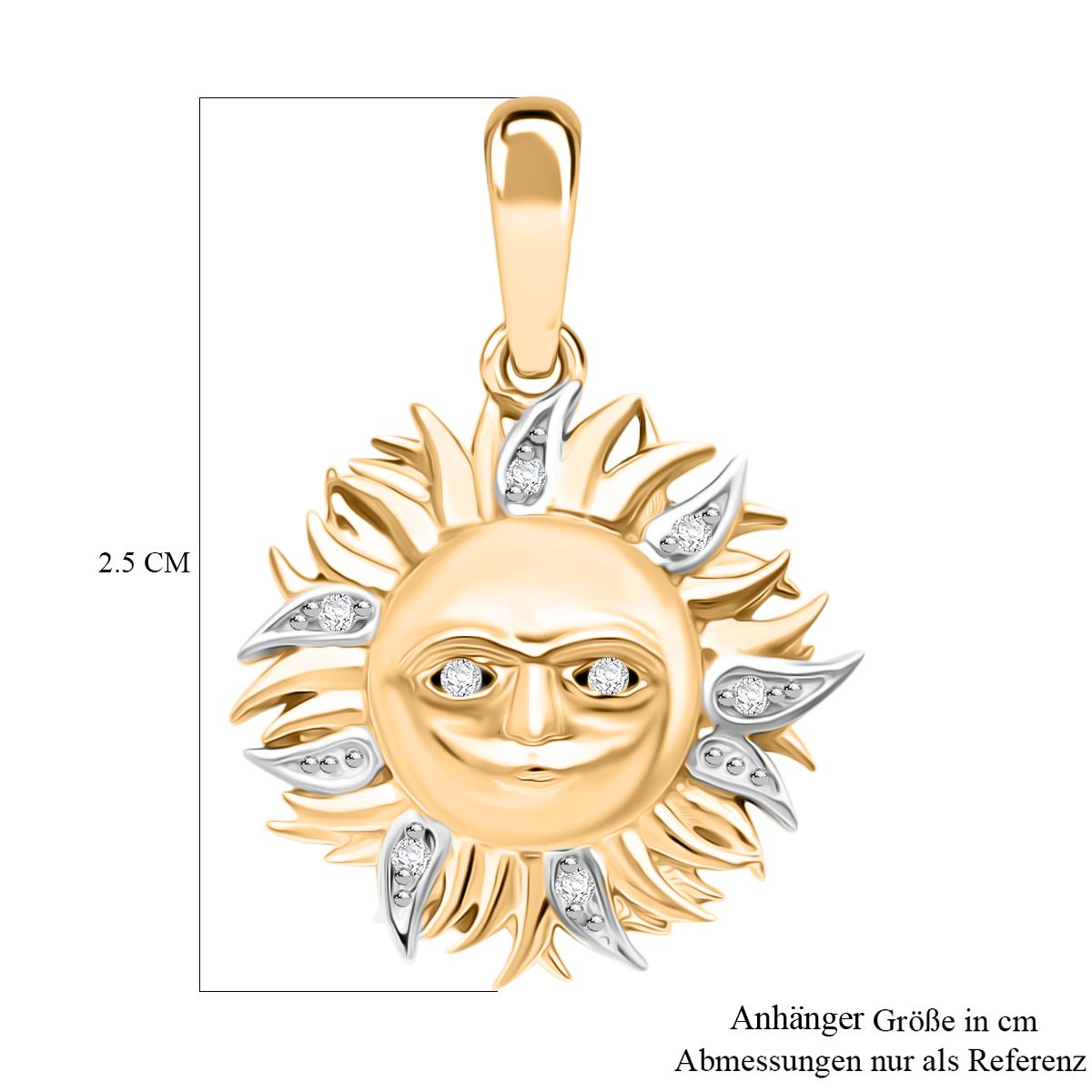 Weißer Diamant P3 Anhänger 925 Silber Gelbgold Vermeil