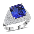 AAAA Tansanit, Weißer Diamant Ring 950 Platin (Größe 17.00) ca. 6,65 ct