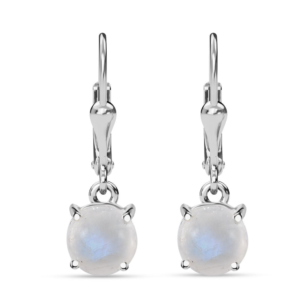 Regenbogen Mondstein Ohrringe 925 Silber ca. 3,33 ct.