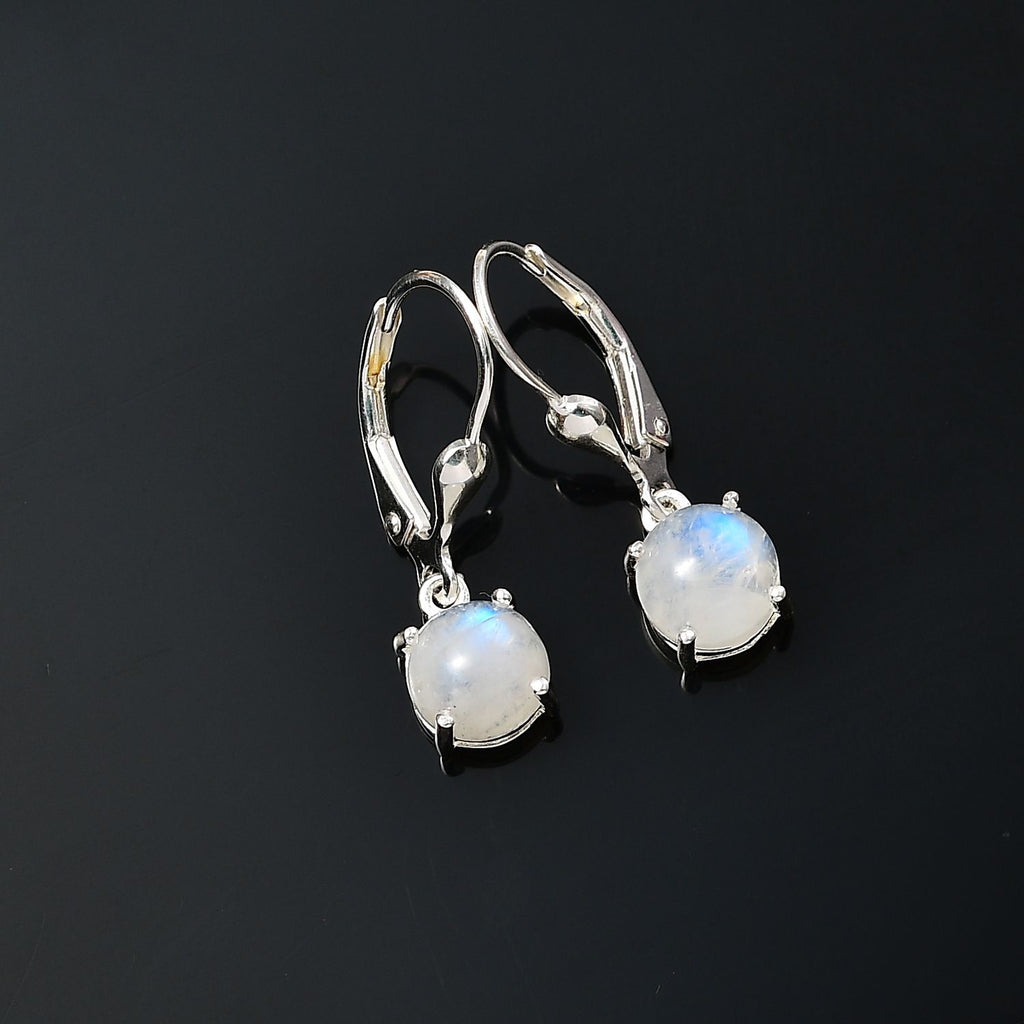 Regenbogen Mondstein Ohrringe 925 Silber ca. 3,33 ct.