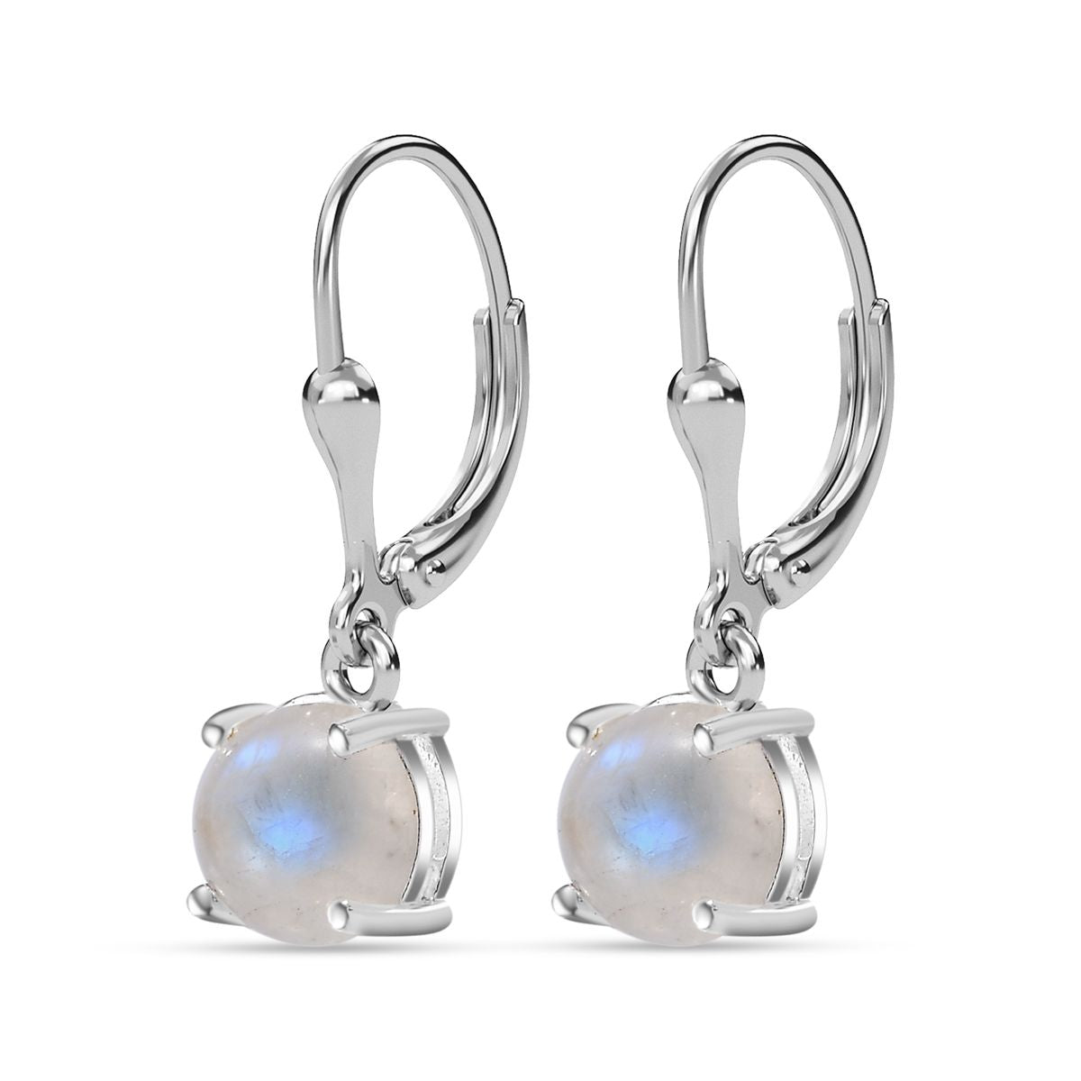 Regenbogen Mondstein Ohrringe 925 Silber ca. 3,33 ct.