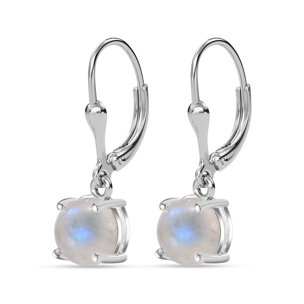 Regenbogen Mondstein Ohrringe 925 Silber ca. 3,33 ct.