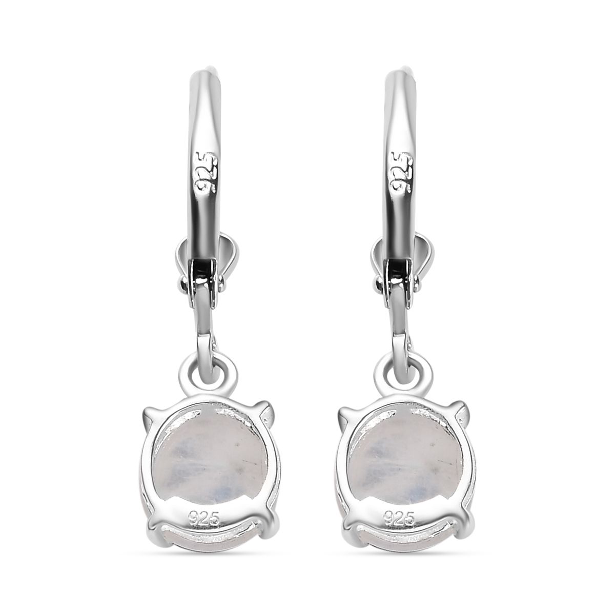 Regenbogen Mondstein Ohrringe 925 Silber ca. 3,33 ct.