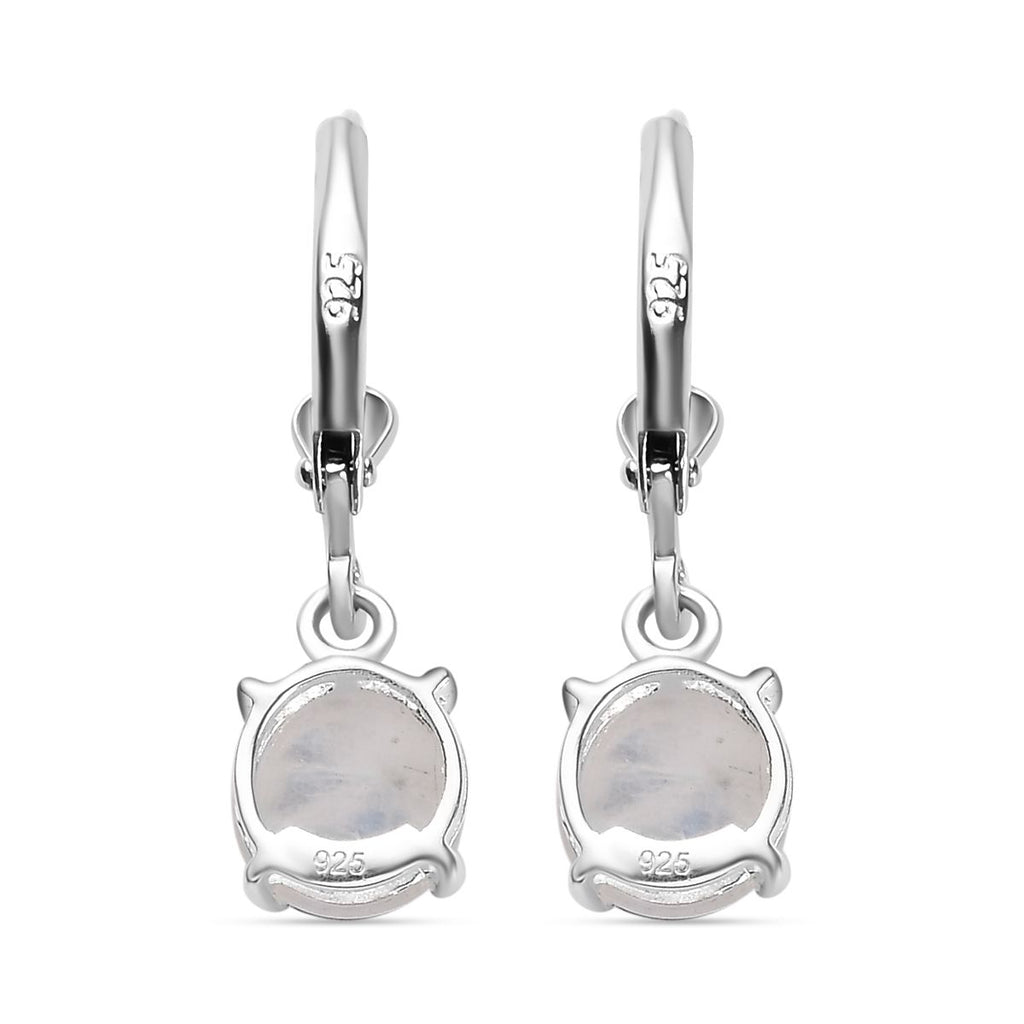 Regenbogen Mondstein Ohrringe 925 Silber ca. 3,33 ct.