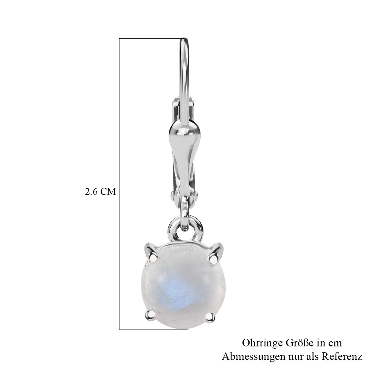 Regenbogen Mondstein Ohrringe 925 Silber ca. 3,33 ct.