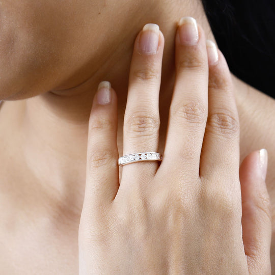 Weißer Diamant Chevron Ring, 925 Silber (Größe 16.00)