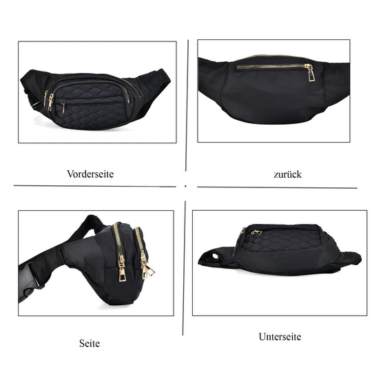 Multifunktionale RFID-geschützte Nylon Gürteltasche mit Schnellverschluss, 36x4x13cm, Rosa