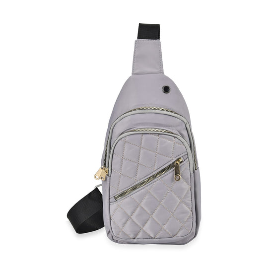 Stepp-Slingtasche mit RFID-Schutz und Kopfhöreröffnung, 17x7,5x30cm, Lachsfarben