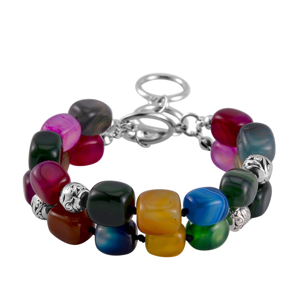 Mehrfarbiger Achat Armband ca. 18 cm ca. 200.00 ct