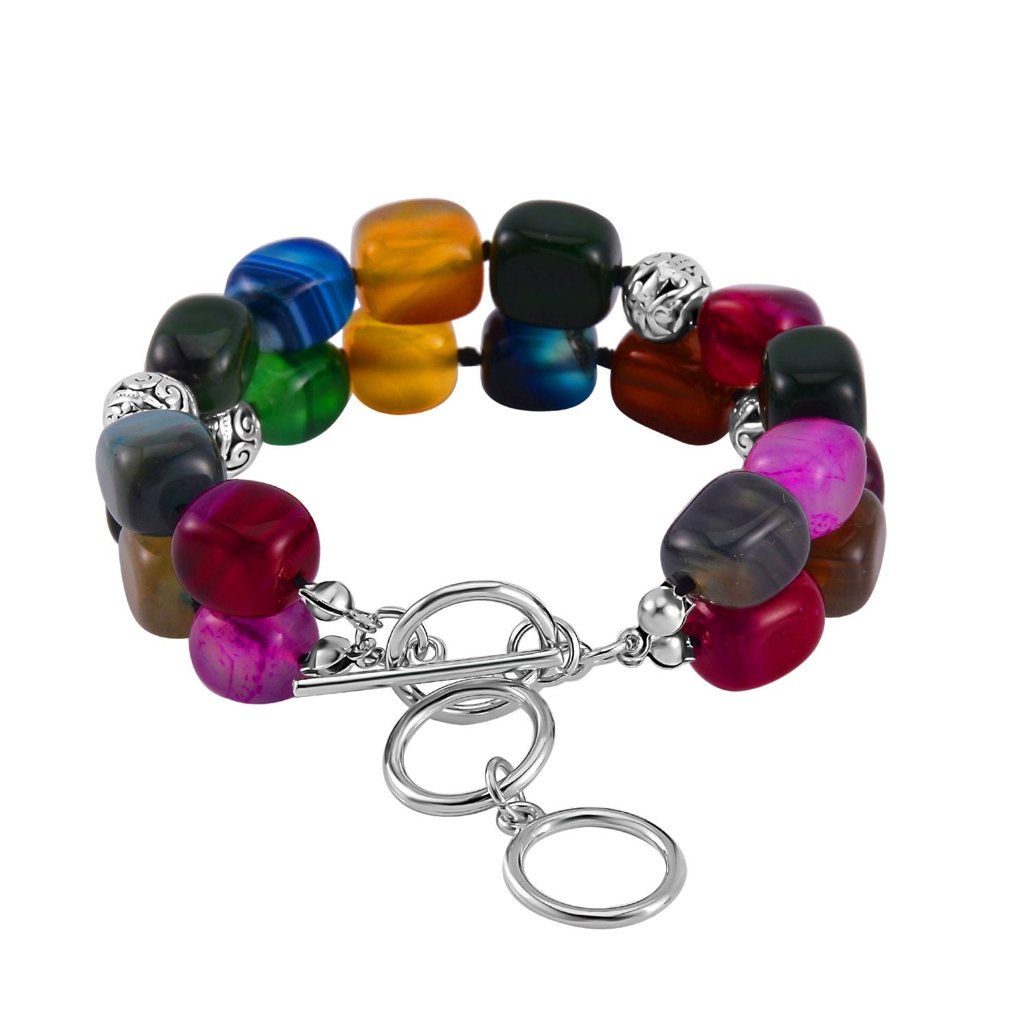 Mehrfarbiger Achat Armband ca. 18 cm ca. 200.00 ct