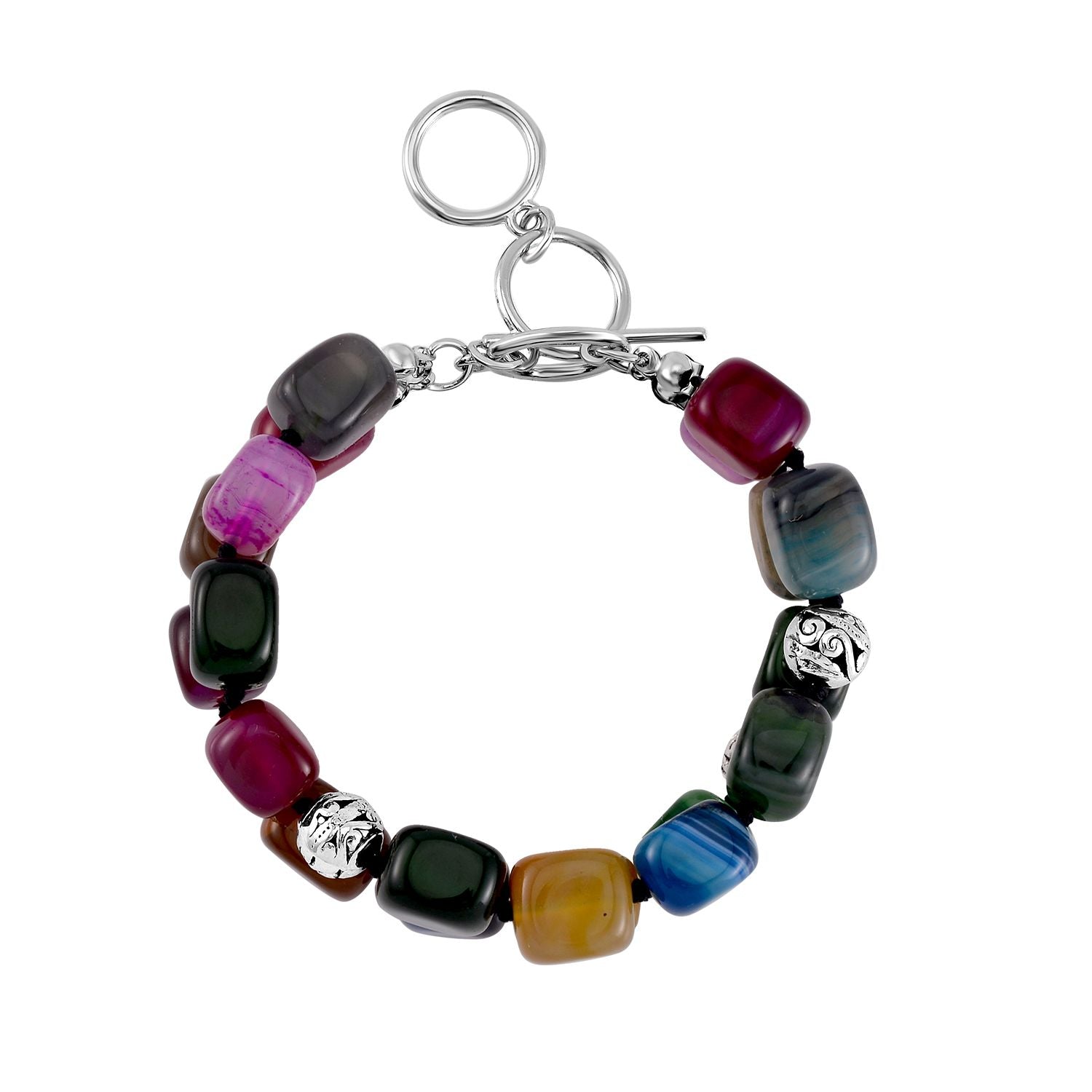 Mehrfarbiger Achat Armband ca. 18 cm ca. 200.00 ct