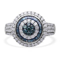 Blauer Diamant Ring 925 Silber platiniert (Größe 19.00) ca. 1.50 ct