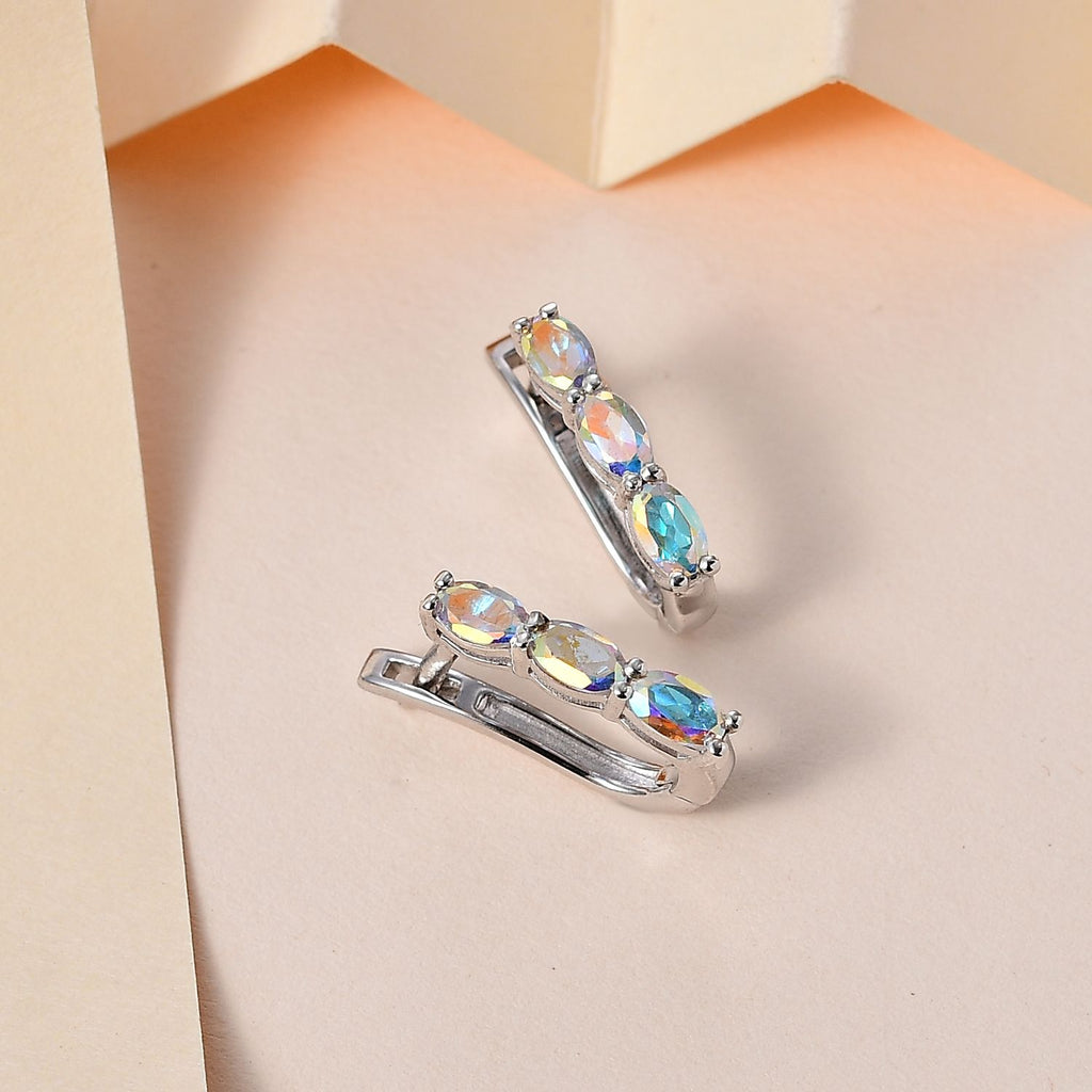 Merkur mystischer Topas Ohrringe 925 Silber platiniert ca. 1,49 ct.