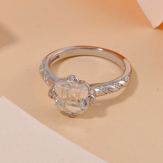 Moissanit Ring, 925 Silber platiniert, (Größe 19.00) ca. 2.88 ct
