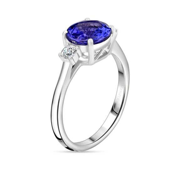 Rhapsody AAAA Tansanit, Weißer Diamant AGI zertifiziert Ring 950 Platin (Größe 17.00) ca. 2.00 ct