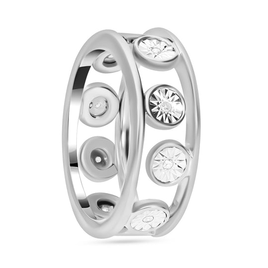 Weißer Diamant Ring, 925 Silber platiniert (Größe 19.00) ca. 0.10 ct
