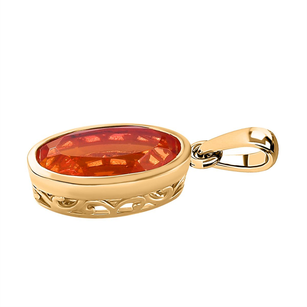 Padparadscha Quarz Triplette Anhänger 925 Silber vergoldet ca. 3.50 ct