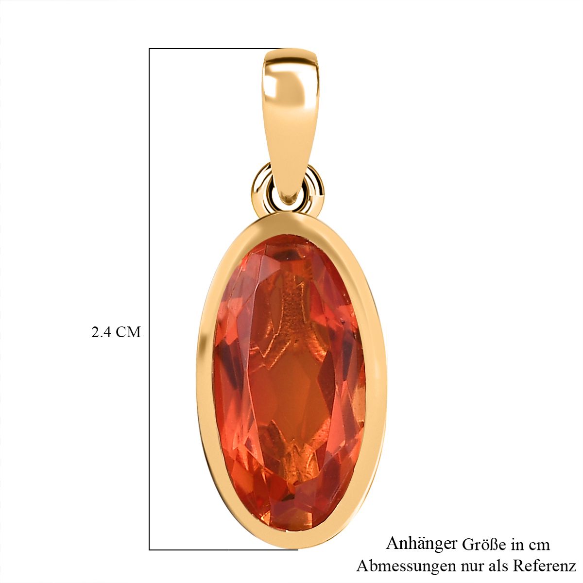 Padparadscha Quarz Triplette Anhänger 925 Silber vergoldet ca. 3.50 ct
