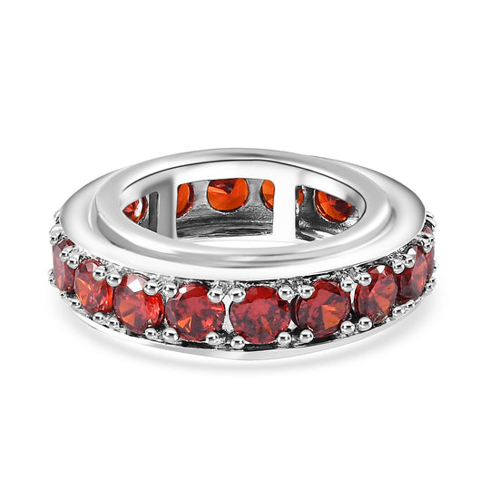 LUSTRO STELLA - Granat Zirkonia Spinning Ring, platiniert (Größe 18.00)