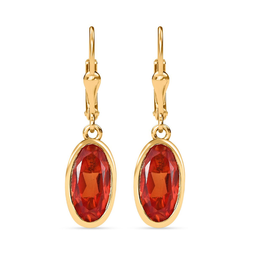 Padparadscha Quarz Triplette Ohrringe 925 Silber vergoldet ca. 4.62 ct