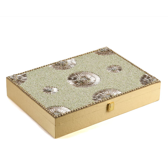 Exklusive Funkelnde Perlen-Ringbox - Handgefertigte Premium-Aufbewahrung für Ringe, Größe: L(34,5) x B(9,75) x H(2,5) cm, Schwarz