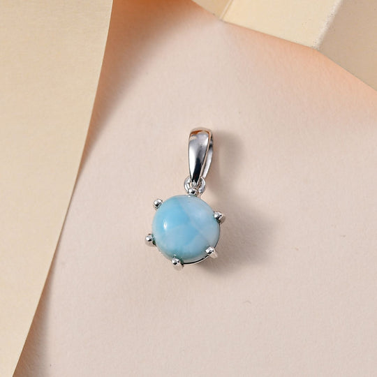 Larimar Anhänger 925 Silber rhodiniert ca. 2,78 ct.