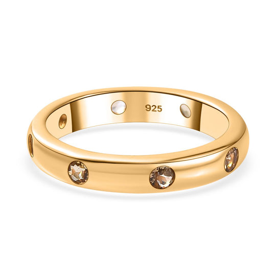 AA Natürlicher goldener Tansanit Ring, 925 Silber Gelbgold Vermeil, (Größe 19.00) ca. 0.59 ct