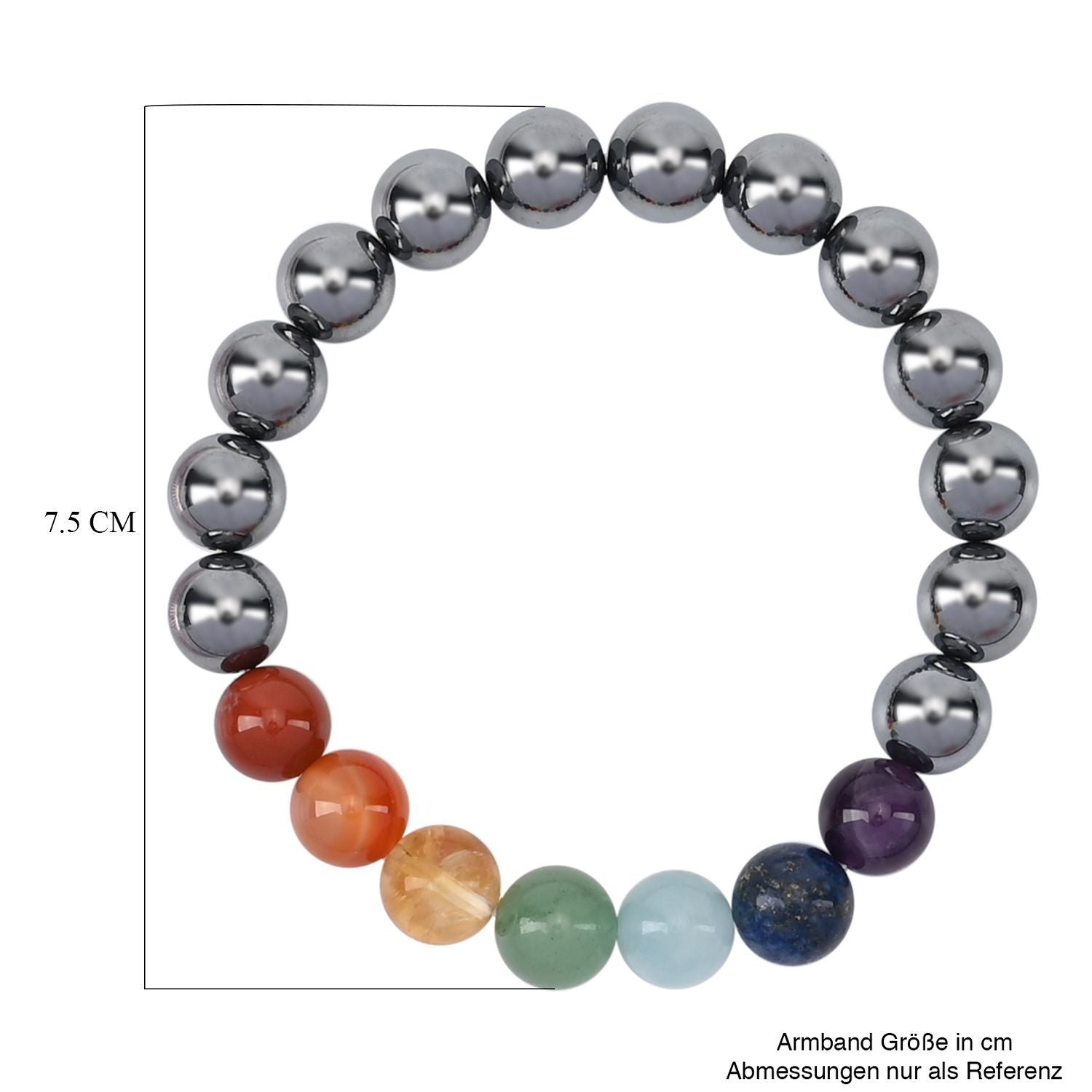 Terahertz mit Mehrfarbige Chakra Edelsteine flexibles Armband