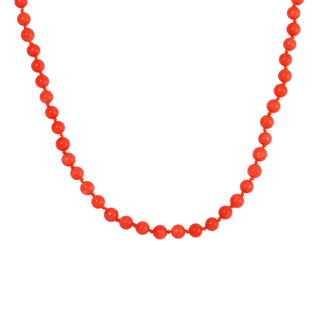 Koralle Halskette ca. 50 cm 925 Silber rhodiniert ca. 150,00 ct.
