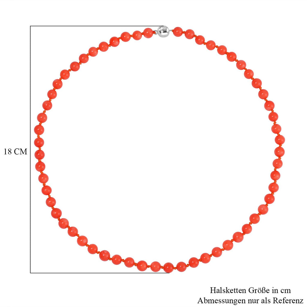 Koralle Halskette ca. 50 cm 925 Silber rhodiniert ca. 150,00 ct.