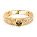 AA Natürlicher goldener Tansanit, Weißer Zirkon Ring, 925 Silber Gelbgold Vermeil, (Größe 17.00) ca. 0.52 ct