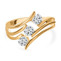 Moissanit Ring, 925 Silber Gelbgold Vermeil, (Größe 21.00) ca. 0.68 ct